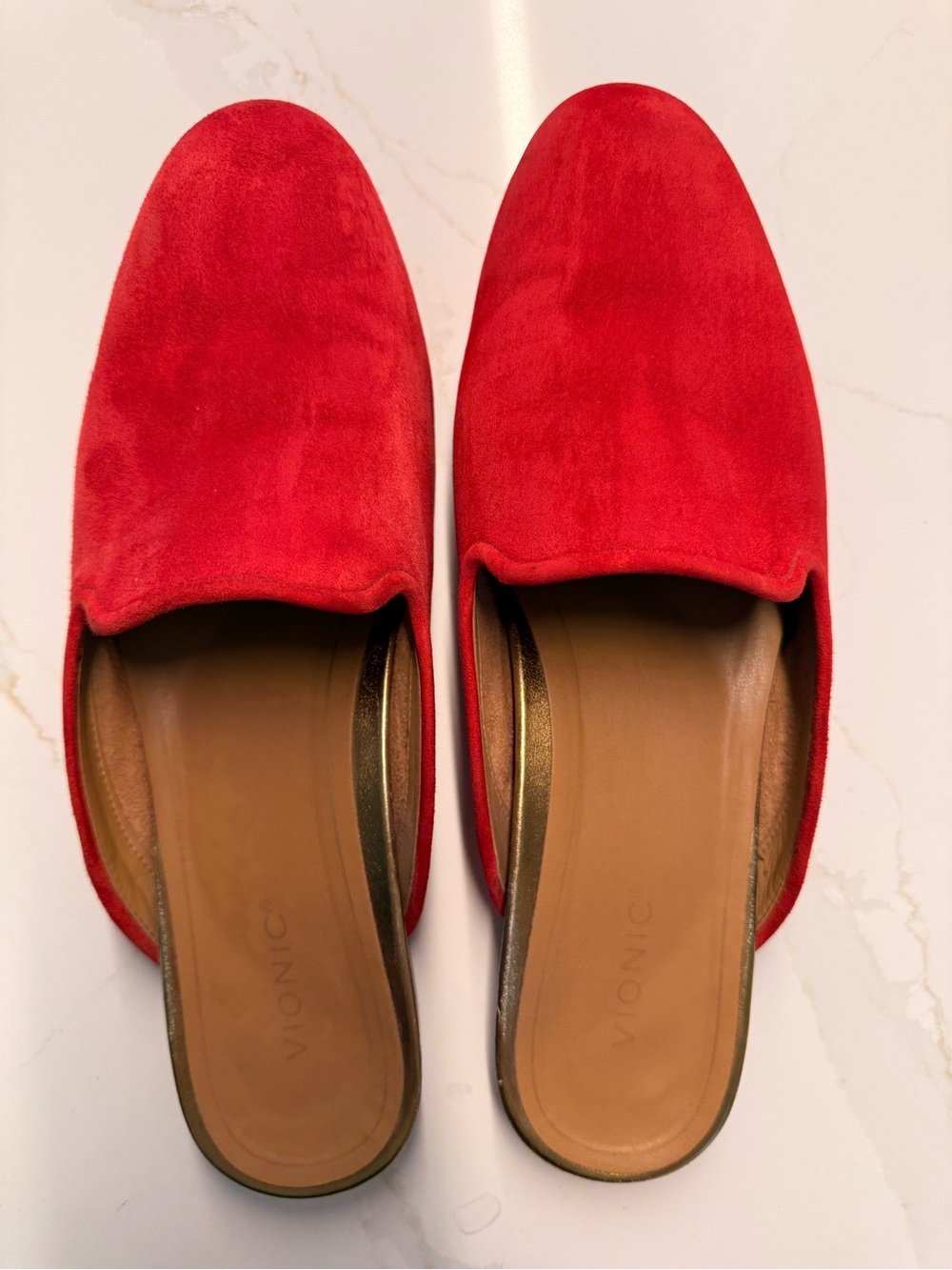 Vionic Willa Red Suede Slide Mules